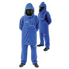 Veste, salopette et coiffe Arc Flash 53 cal/cm² bleu avec marquage, tailles M à 2XL et unique (coiffe)